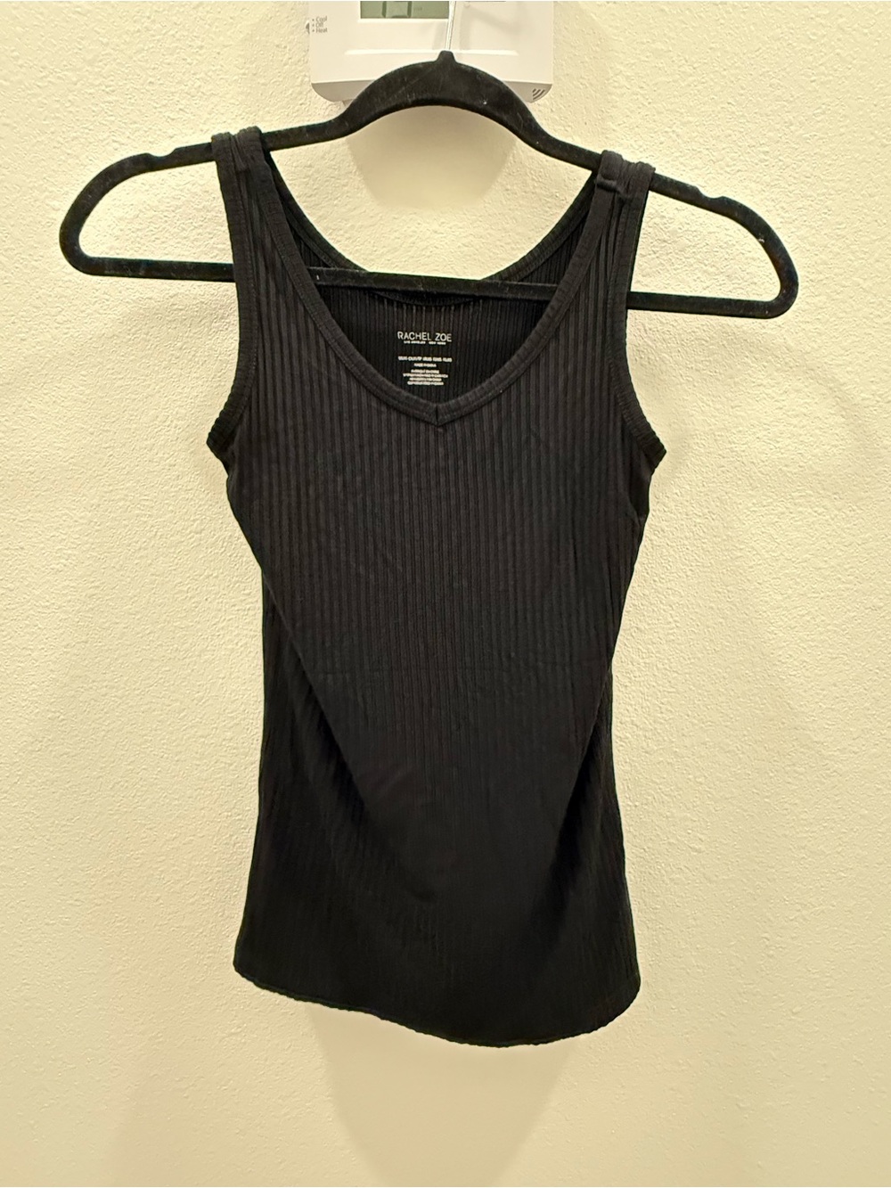 Rachel Zoe Black Ribbed V-Neck Tank